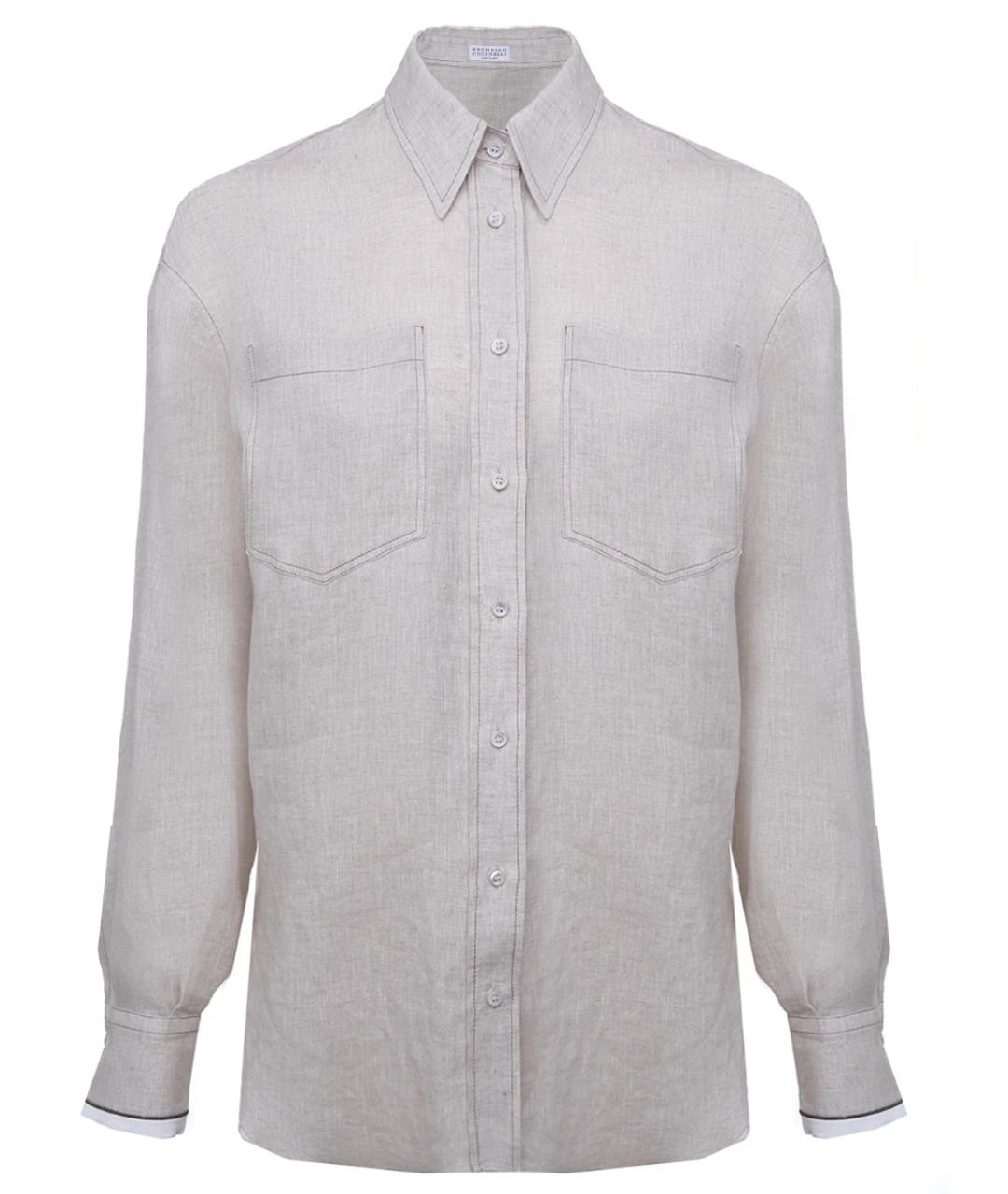 BRUNELLO CUCINELLI Бежевая льняная рубашка, фото 1