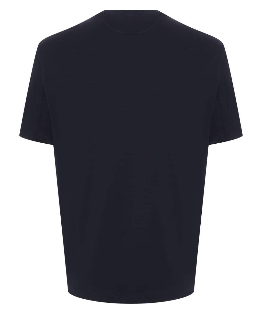 BRUNELLO CUCINELLI Синяя хлопковая футболка, фото 2