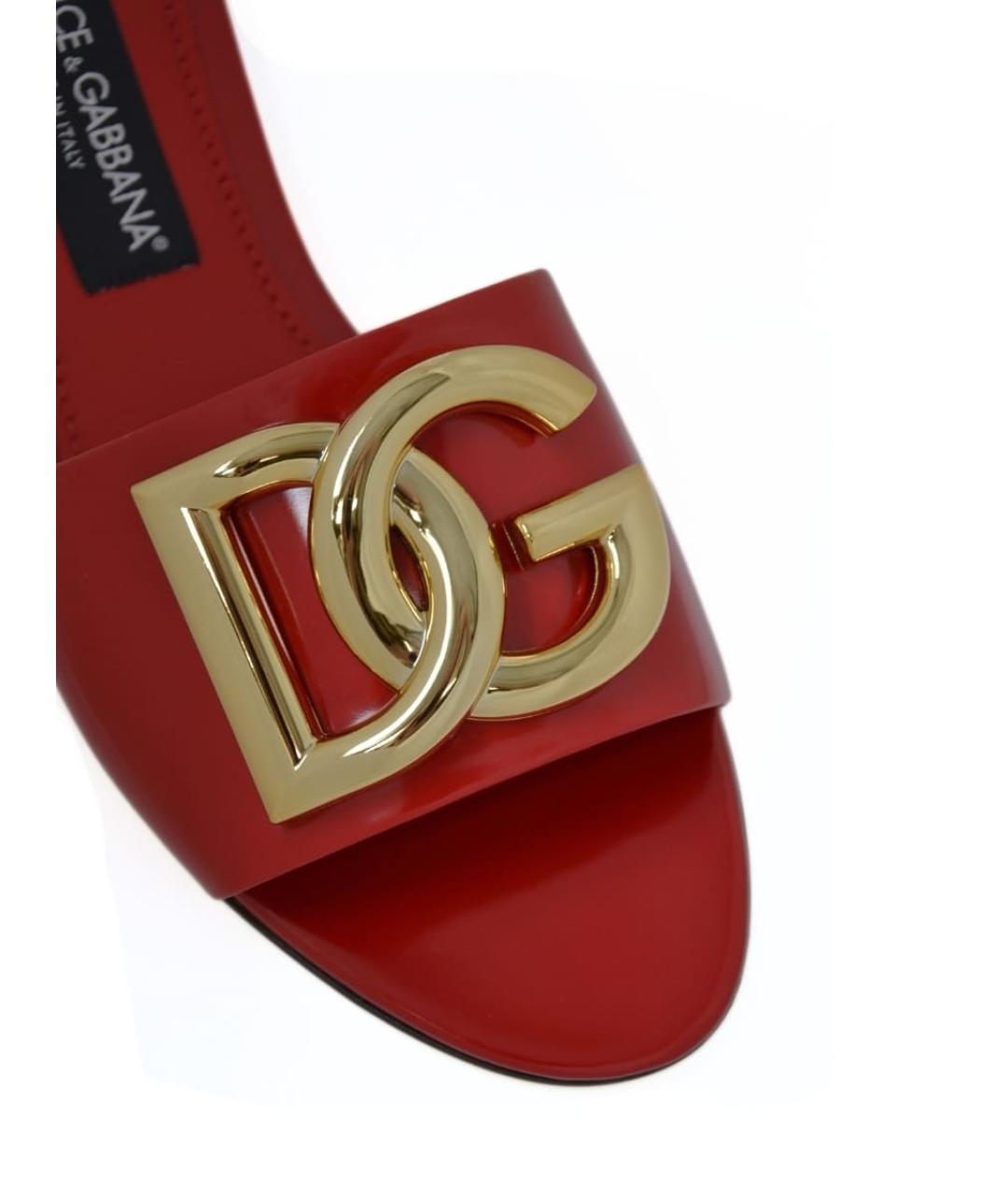 DOLCE&GABBANA Красные кожаные шлепанцы, фото 2