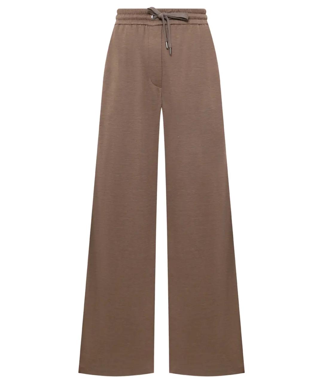 BRUNELLO CUCINELLI Коричневые хлопковые прямые брюки, фото 1