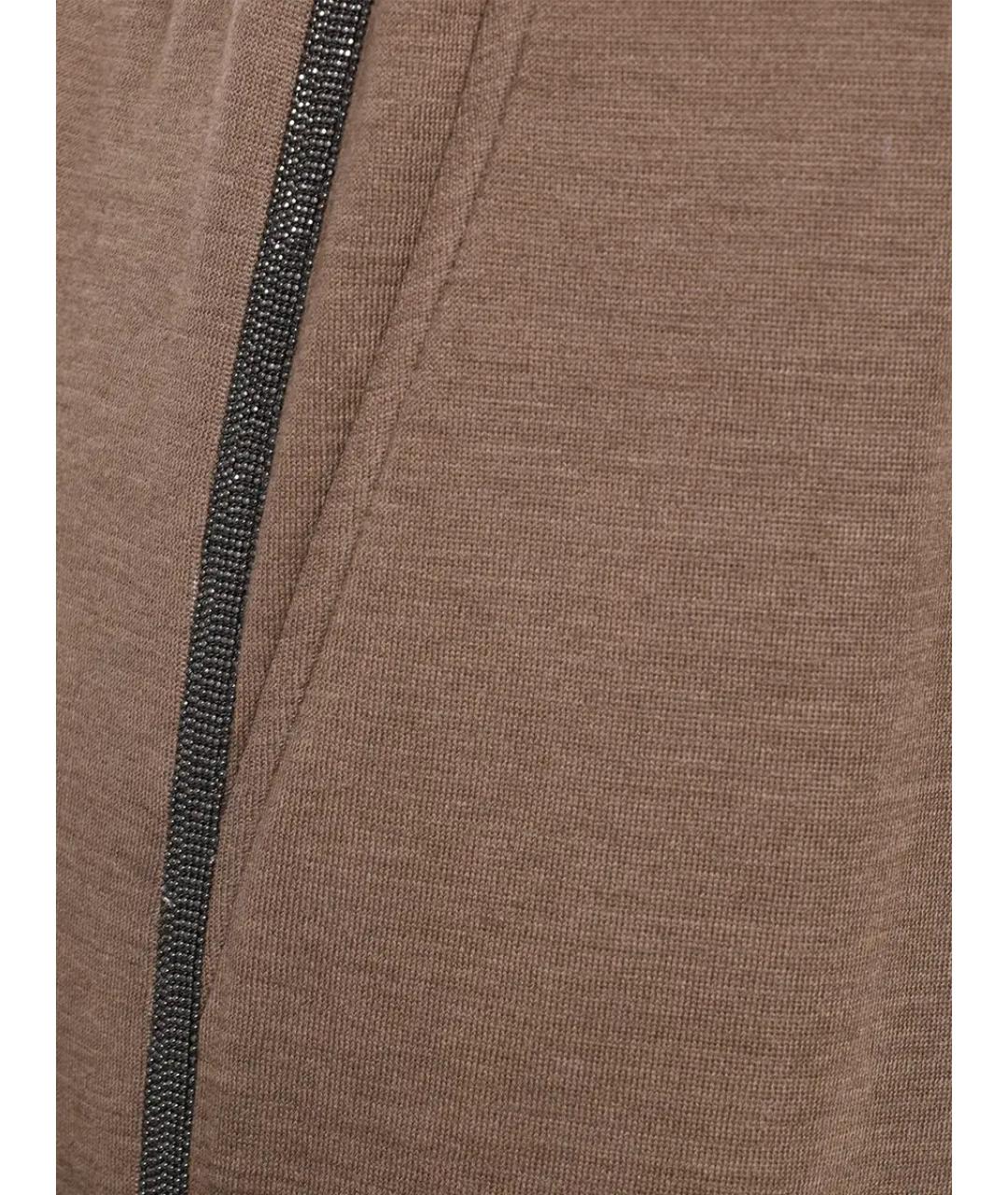 BRUNELLO CUCINELLI Коричневые хлопковые прямые брюки, фото 3