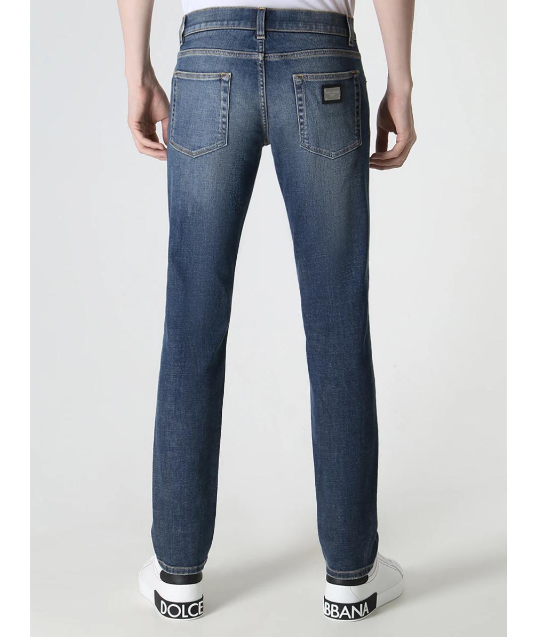 DOLCE&GABBANA Синие хлопковые прямые джинсы, фото 2