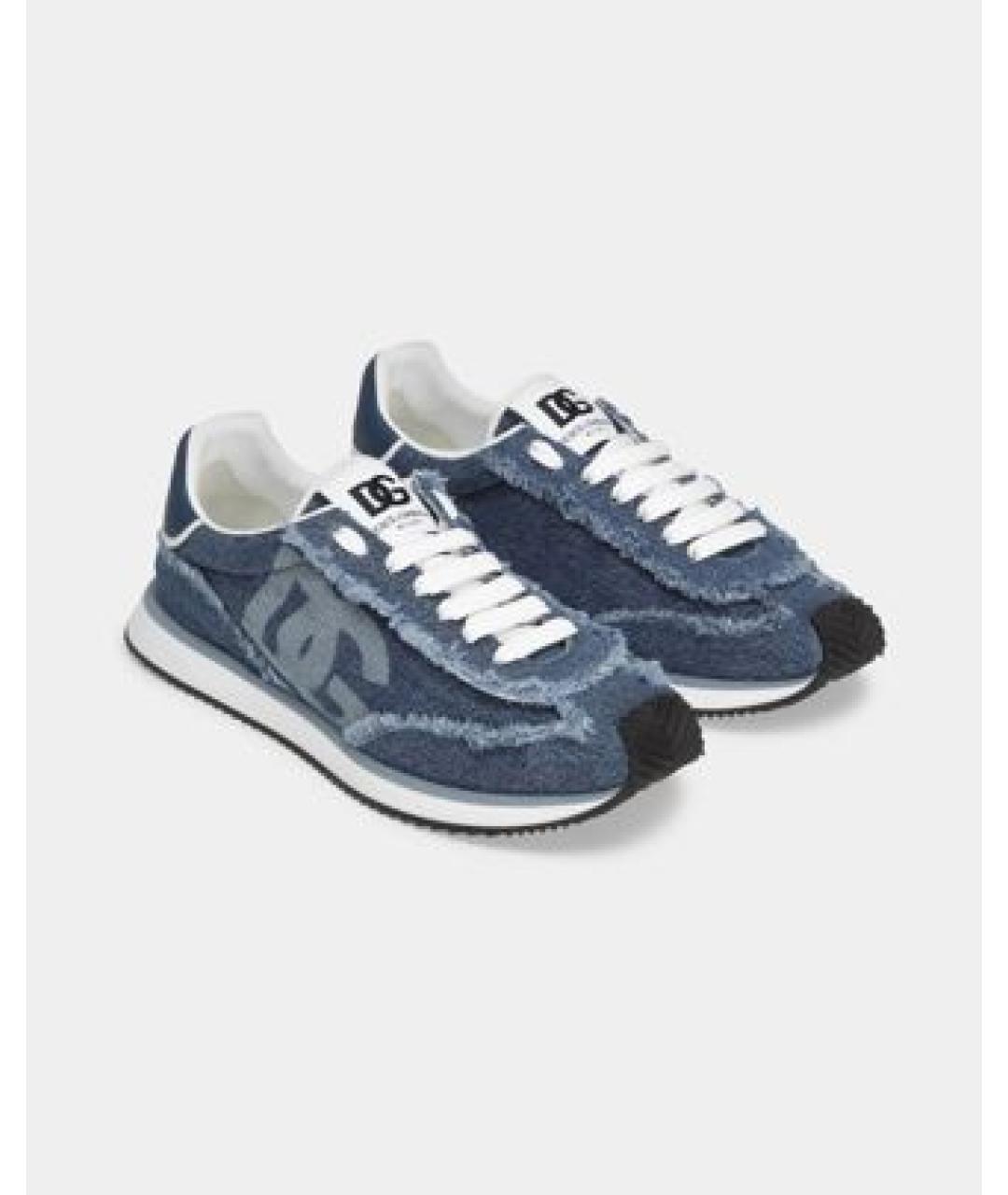 DOLCE&GABBANA Синие текстильные низкие кроссовки / кеды, фото 2