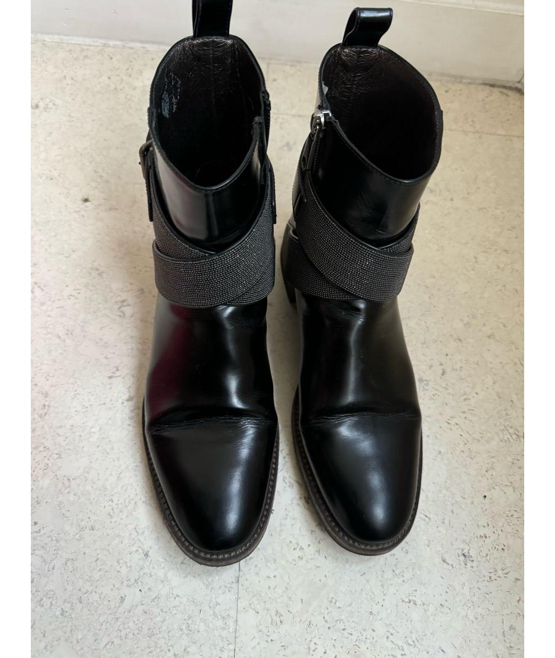 BRUNELLO CUCINELLI Черные кожаные ботинки, фото 2