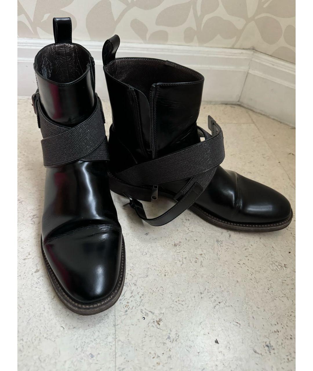 BRUNELLO CUCINELLI Черные кожаные ботинки, фото 4