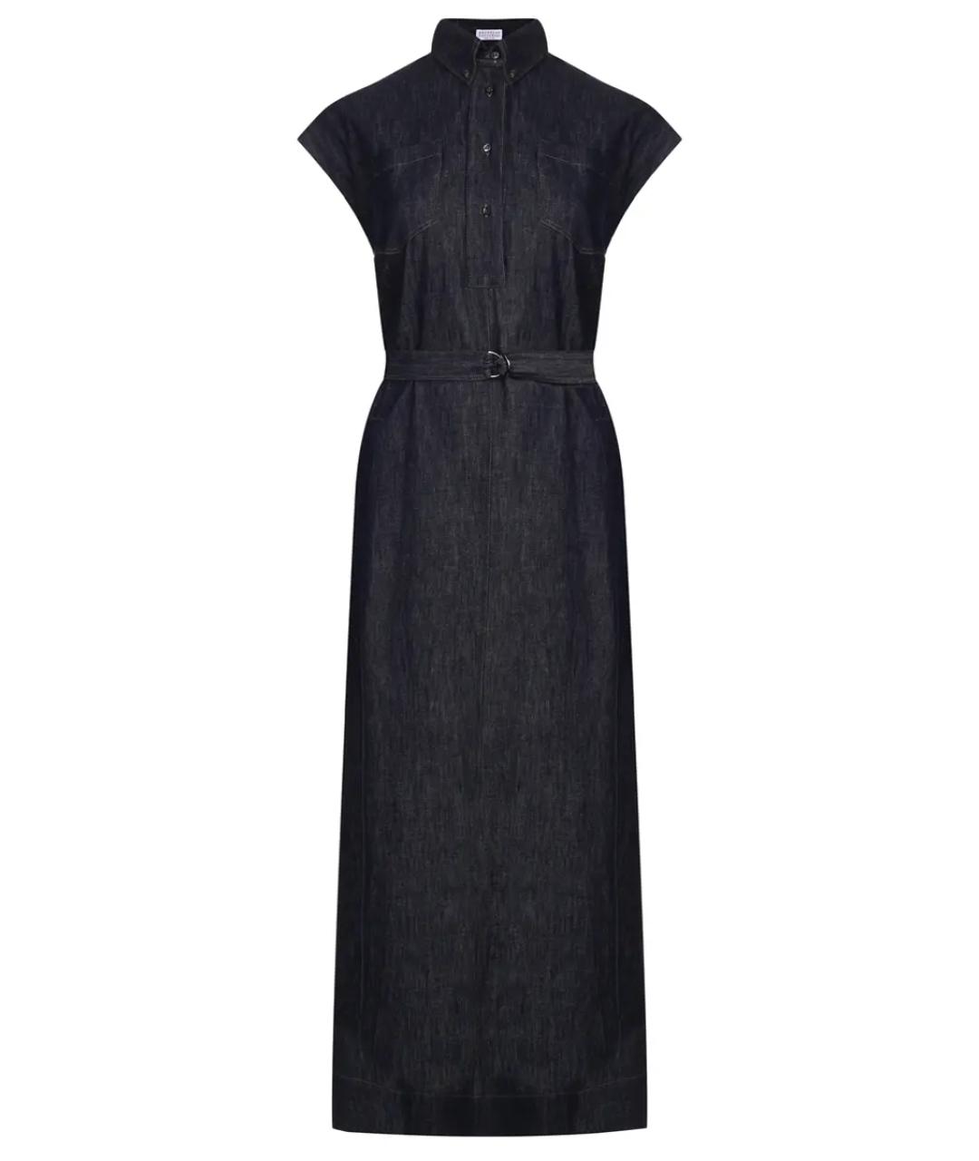BRUNELLO CUCINELLI Темно-синее хлопковое повседневное платье, фото 1