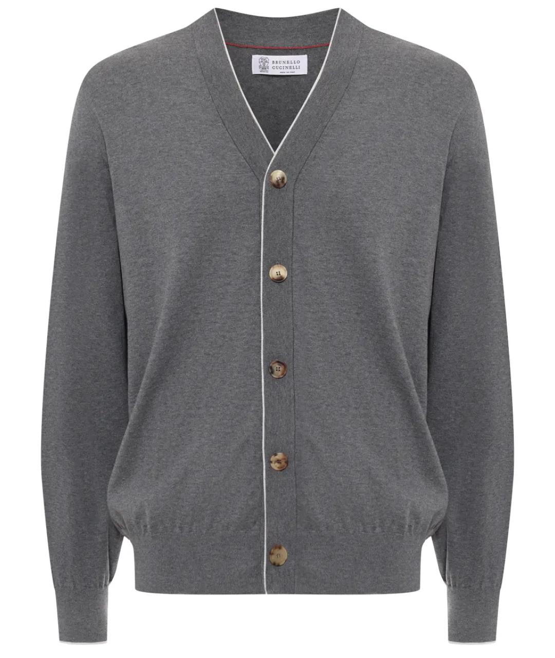 BRUNELLO CUCINELLI Серый хлопковый кардиган, фото 1