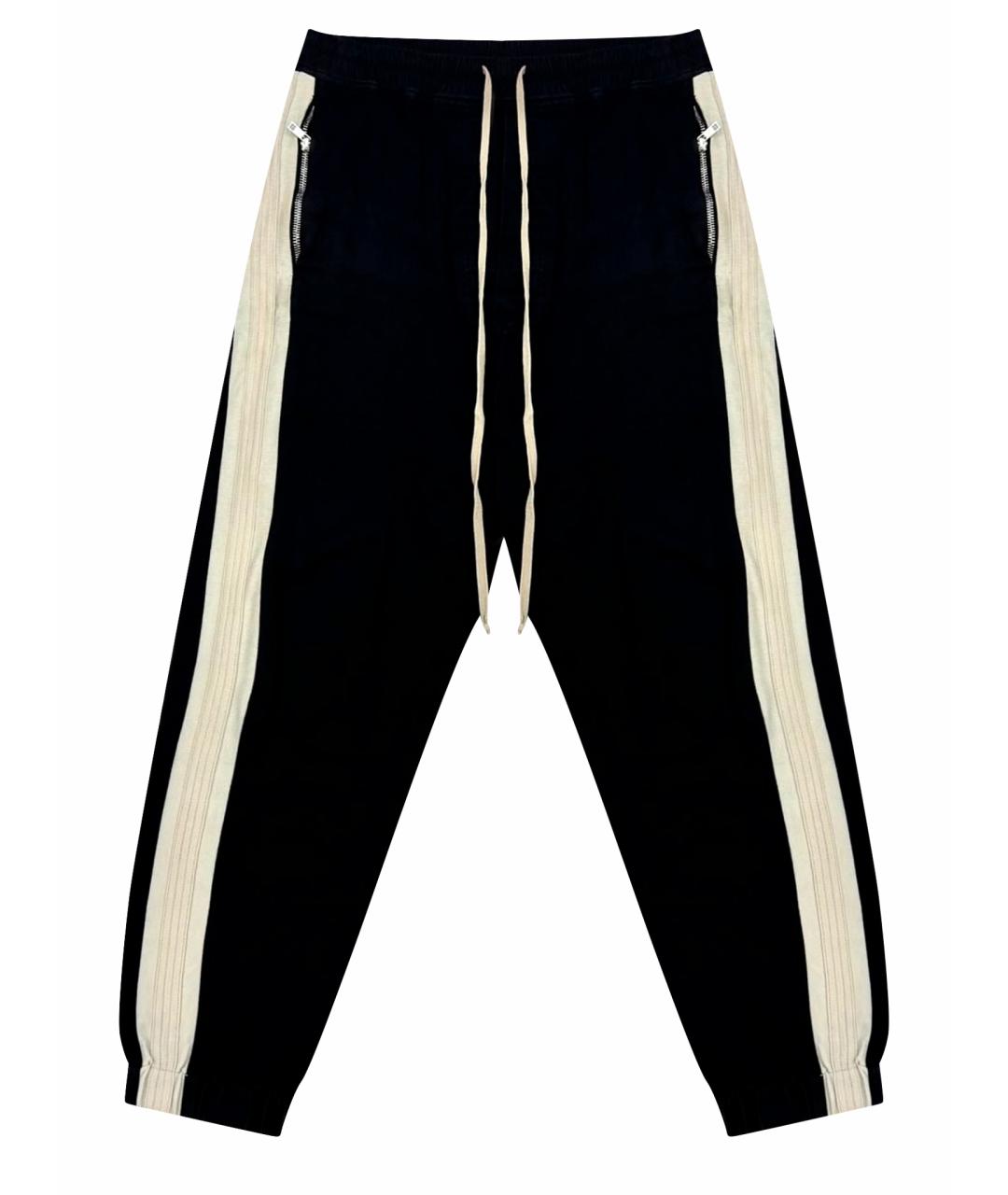 RICK OWENS Черные хлопковые повседневные брюки, фото 1