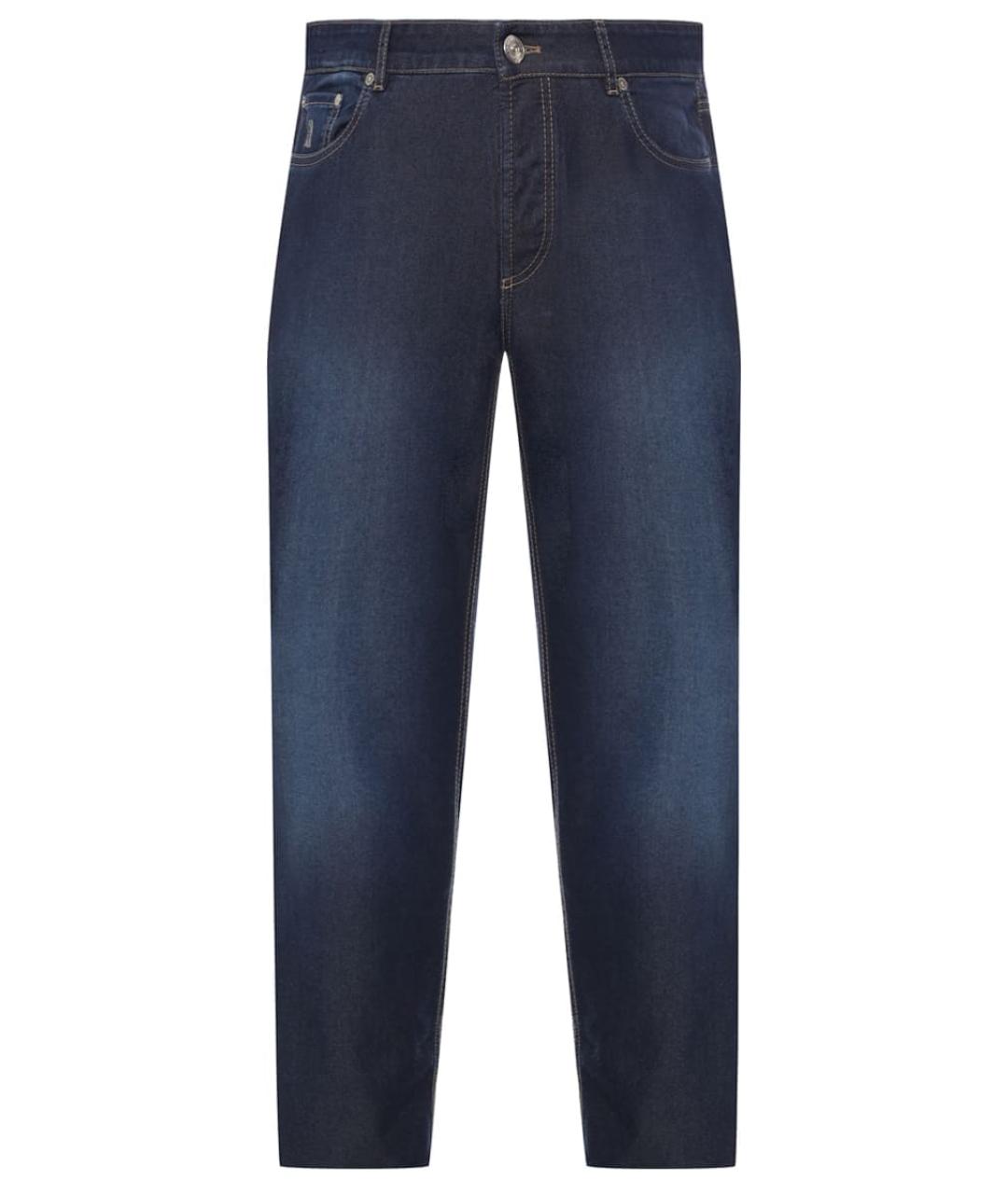 BRUNELLO CUCINELLI Синие хлопковые прямые джинсы, фото 1