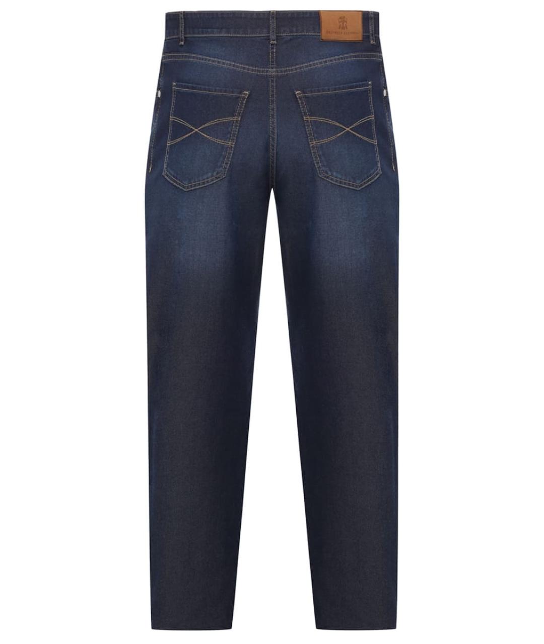 BRUNELLO CUCINELLI Синие хлопковые прямые джинсы, фото 2