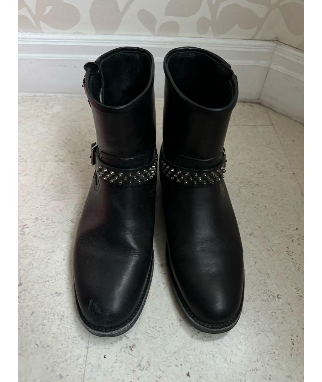 SAINT LAURENT Черные кожаные полусапоги, фото 2