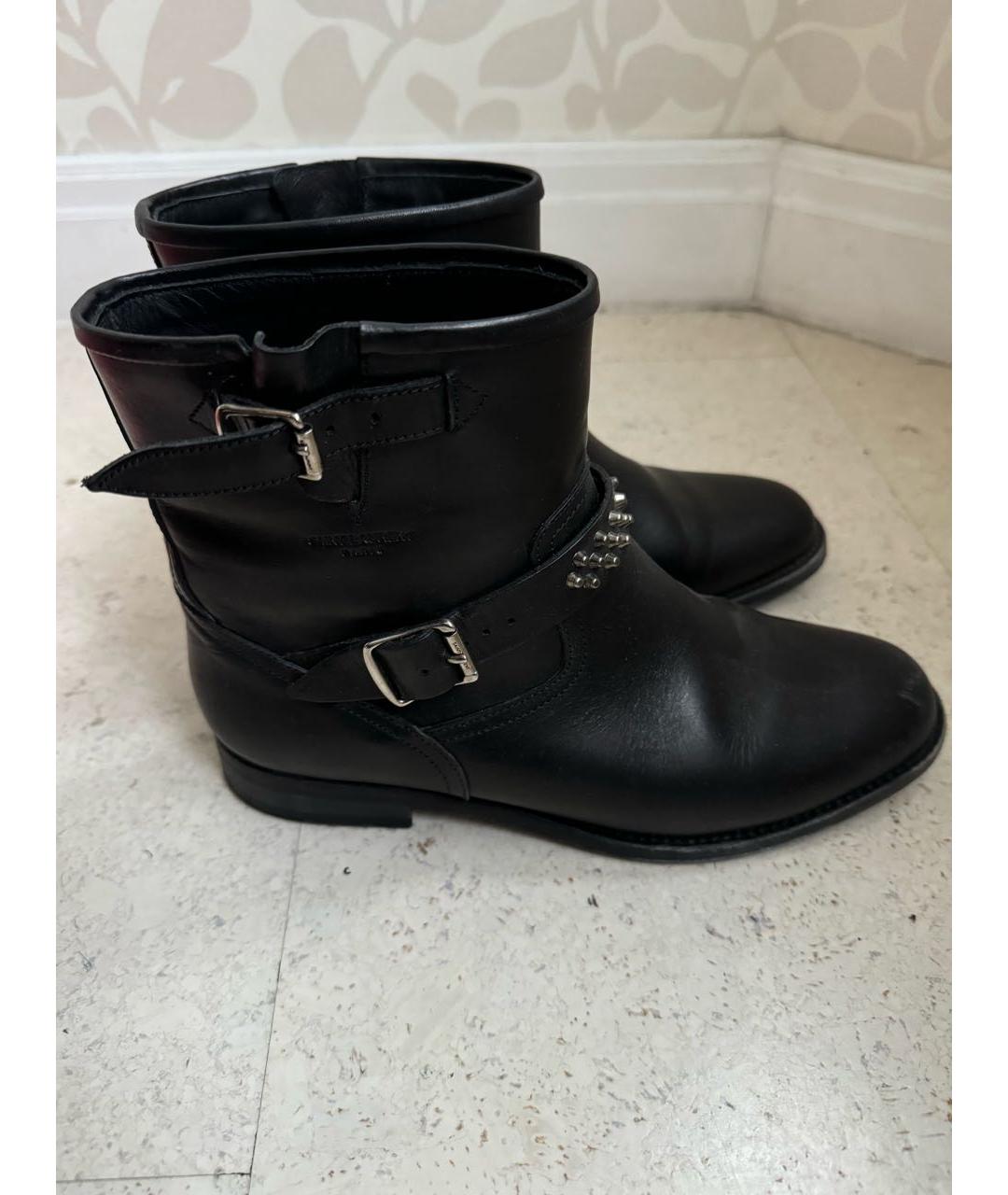 SAINT LAURENT Черные кожаные полусапоги, фото 6