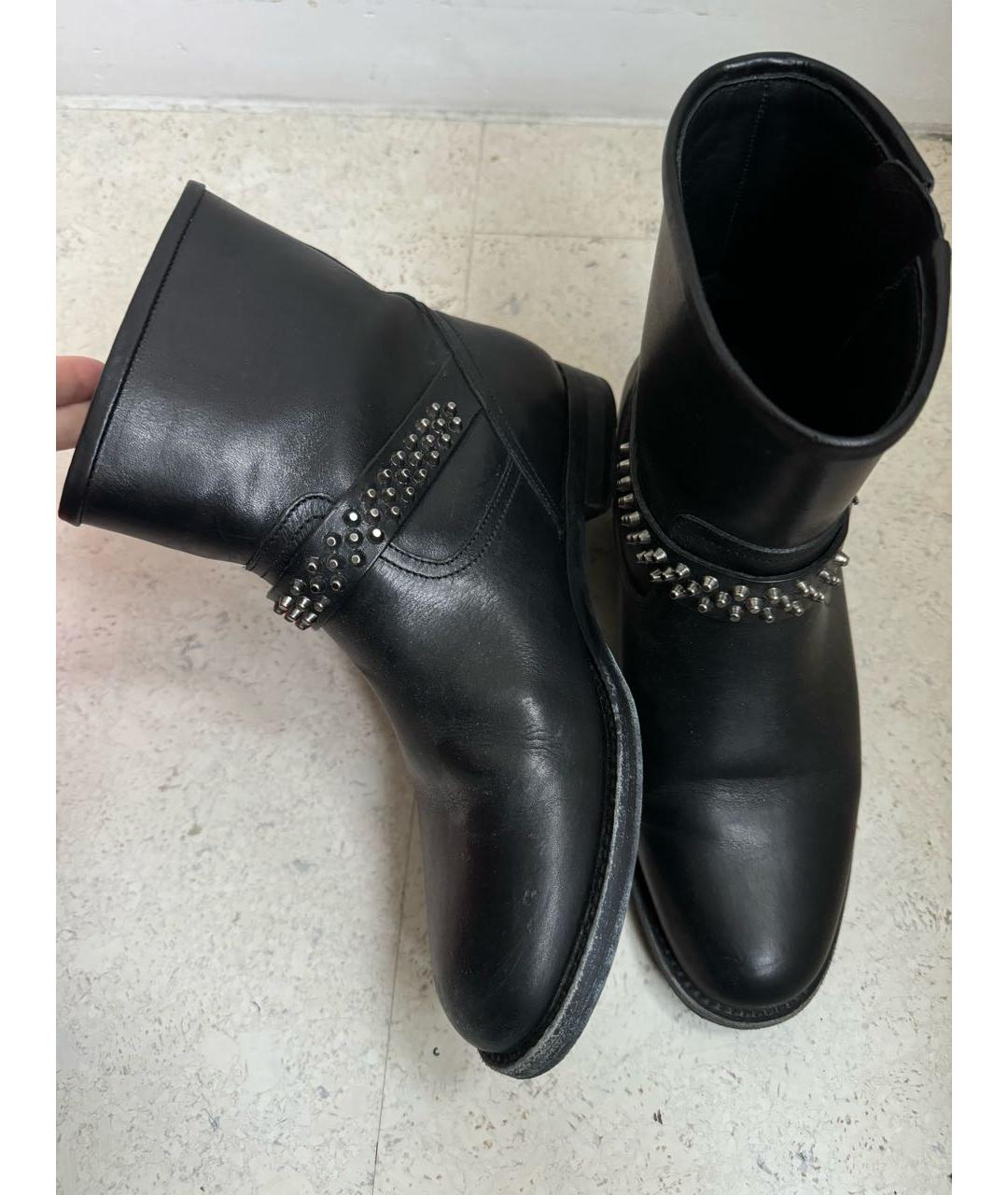 SAINT LAURENT Черные кожаные полусапоги, фото 4