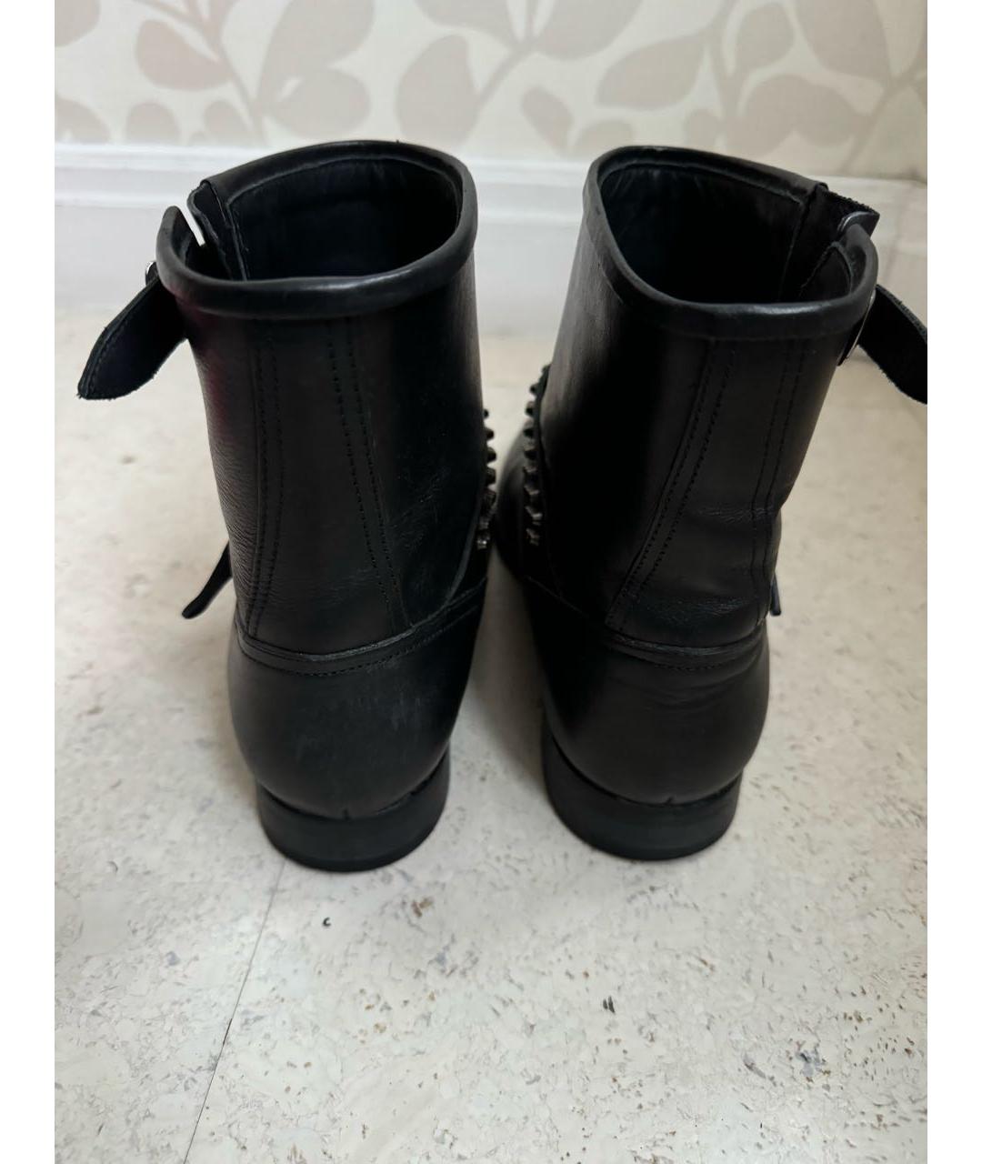 SAINT LAURENT Черные кожаные полусапоги, фото 3