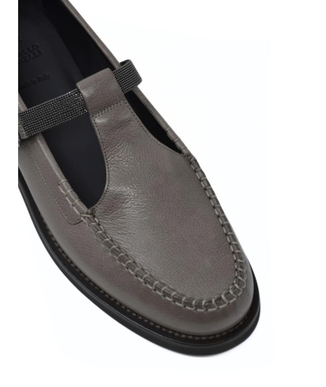 BRUNELLO CUCINELLI Коричневые кожаные лоферы, фото 4