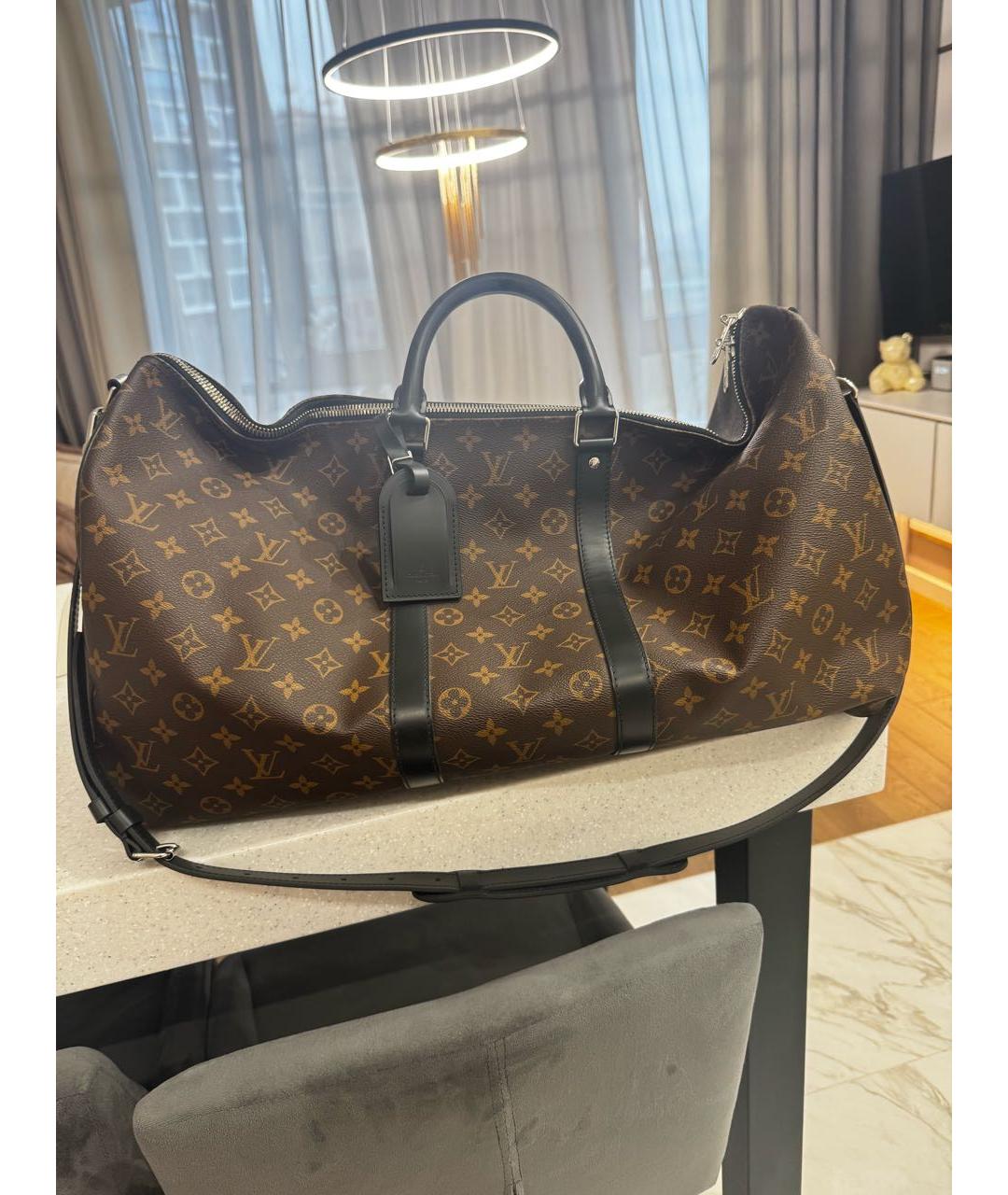 LOUIS VUITTON Коричневая кожаная дорожная/спортивная сумка, фото 4
