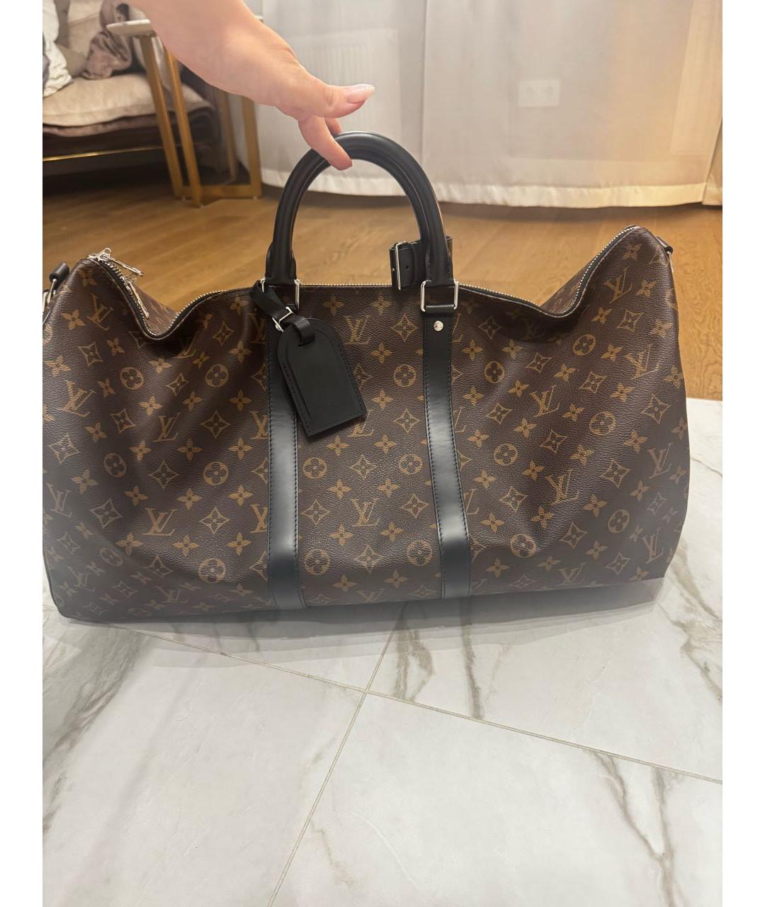 LOUIS VUITTON Коричневая кожаная дорожная/спортивная сумка, фото 5