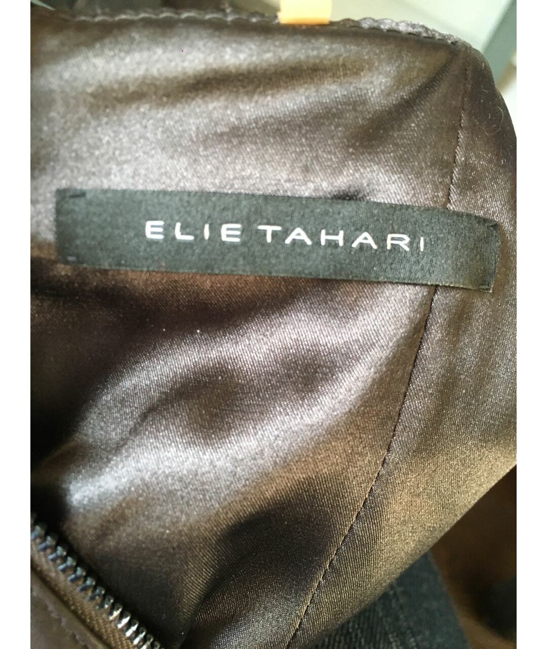 ELIE TAHARI Коричневый кожаный сарафан, фото 4