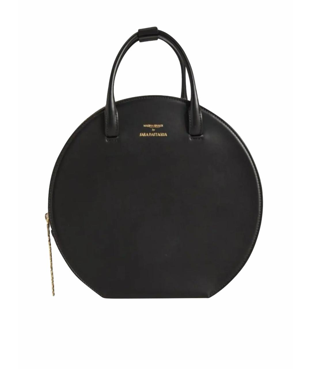 MAX MARA Черная кожаная сумка с короткими ручками, фото 1
