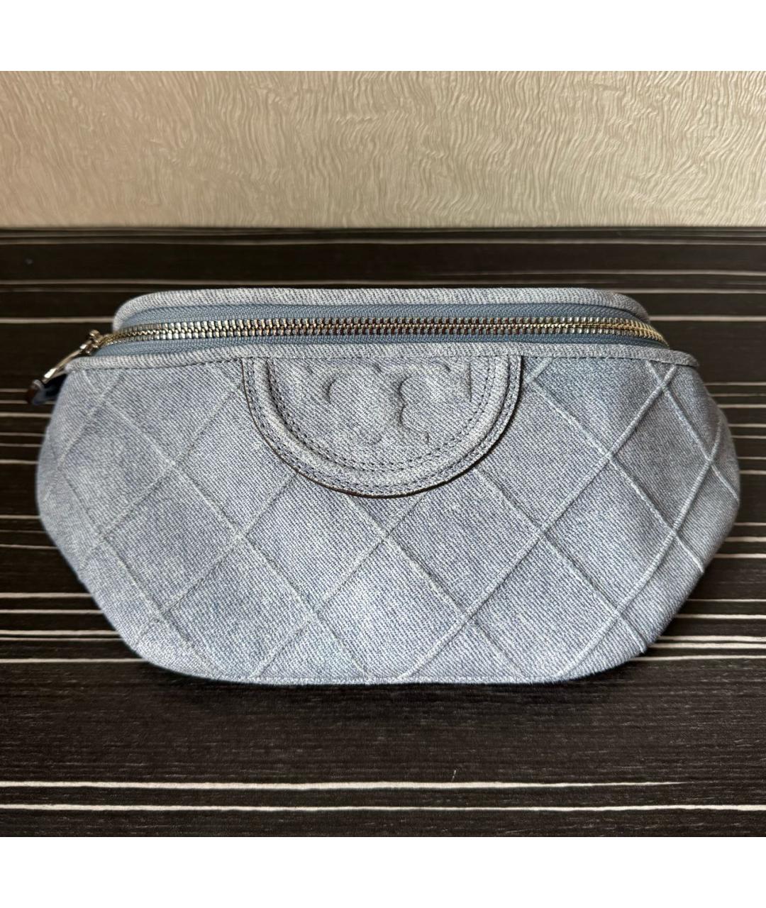 TORY BURCH Голубая тканевая поясная сумка, фото 6