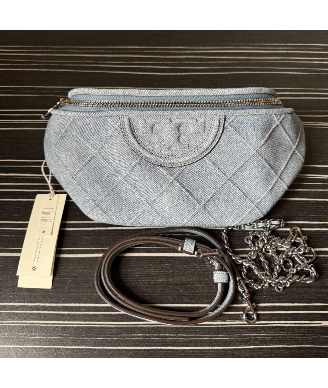 TORY BURCH Голубая тканевая поясная сумка, фото 5