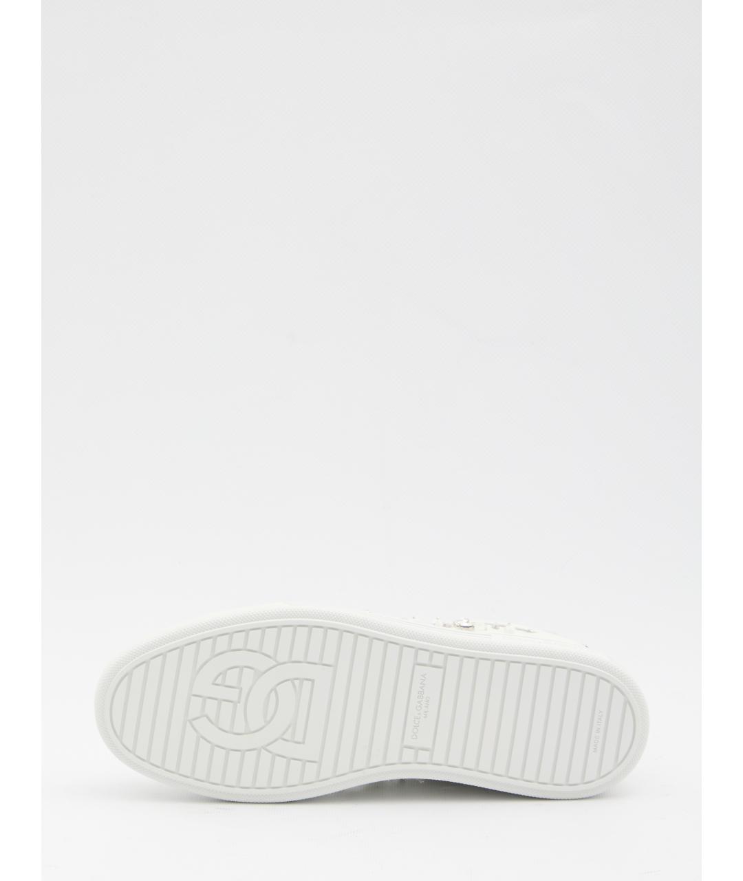 DOLCE&GABBANA Белые кожаные кеды, фото 4