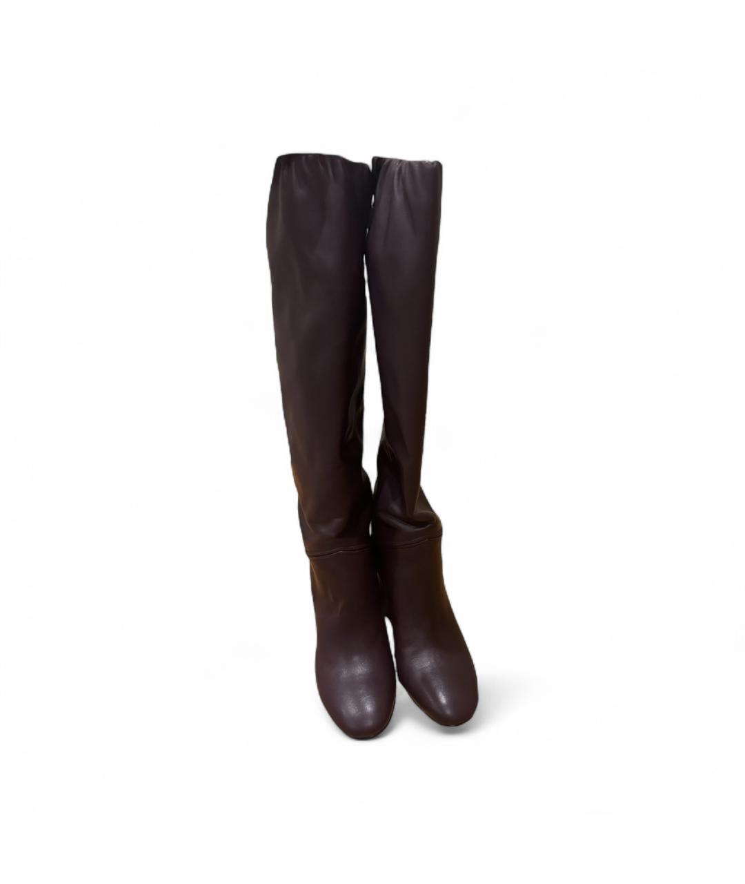 LORO PIANA Фиолетовые кожаные сапоги, фото 2
