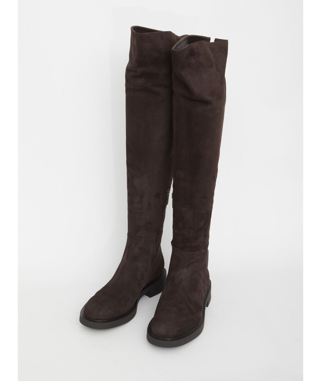 GIANVITO ROSSI Коричневые замшевые сапоги, фото 5