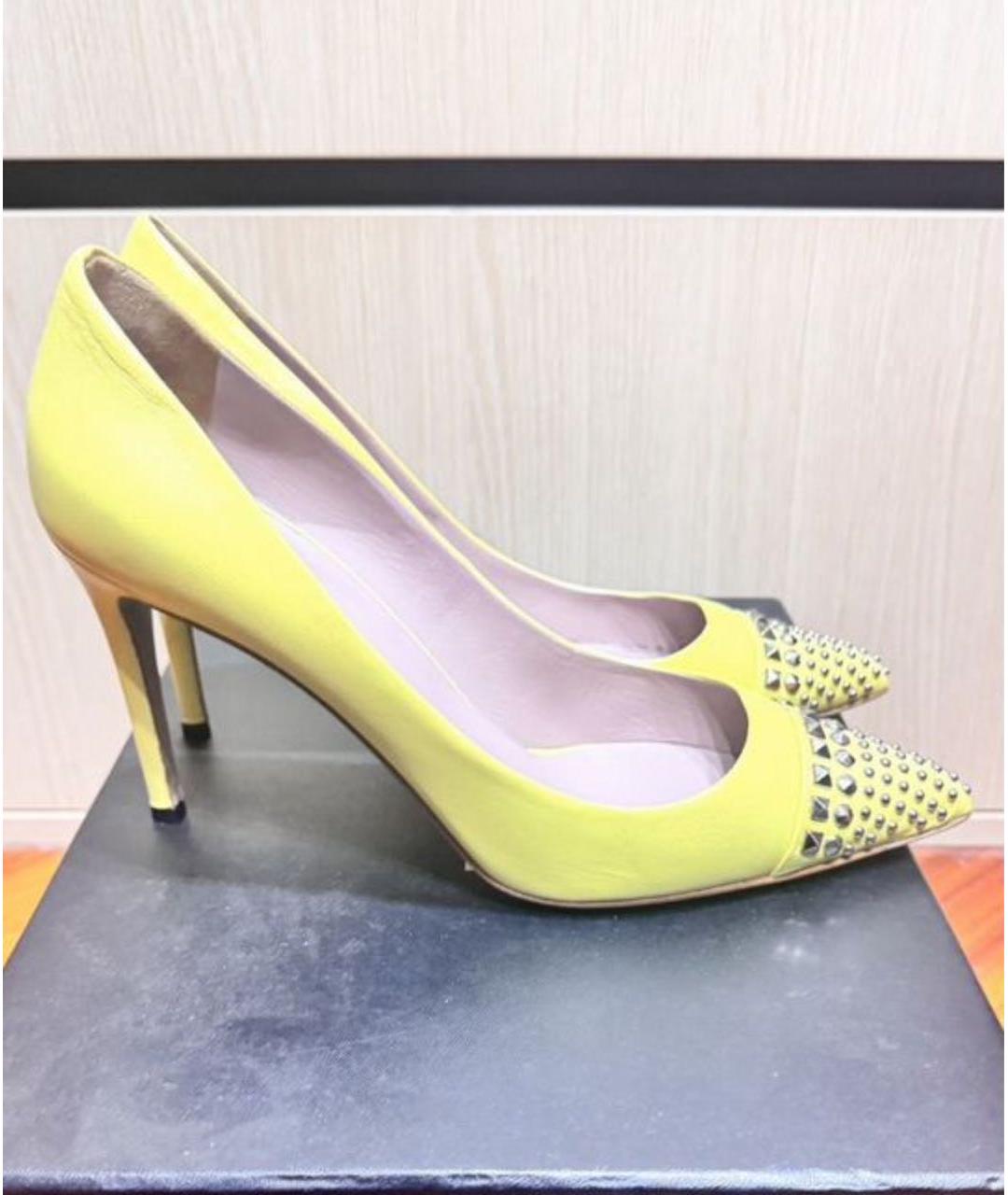 GUCCI Желтые кожаные лодочки на низком каблуке, фото 5