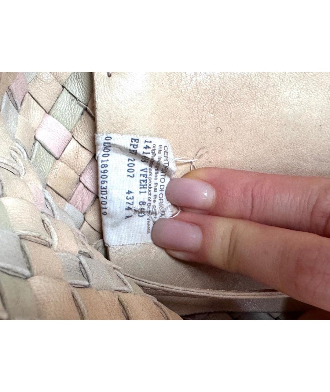 BOTTEGA VENETA Бежевая кожаная сумка тоут, фото 7