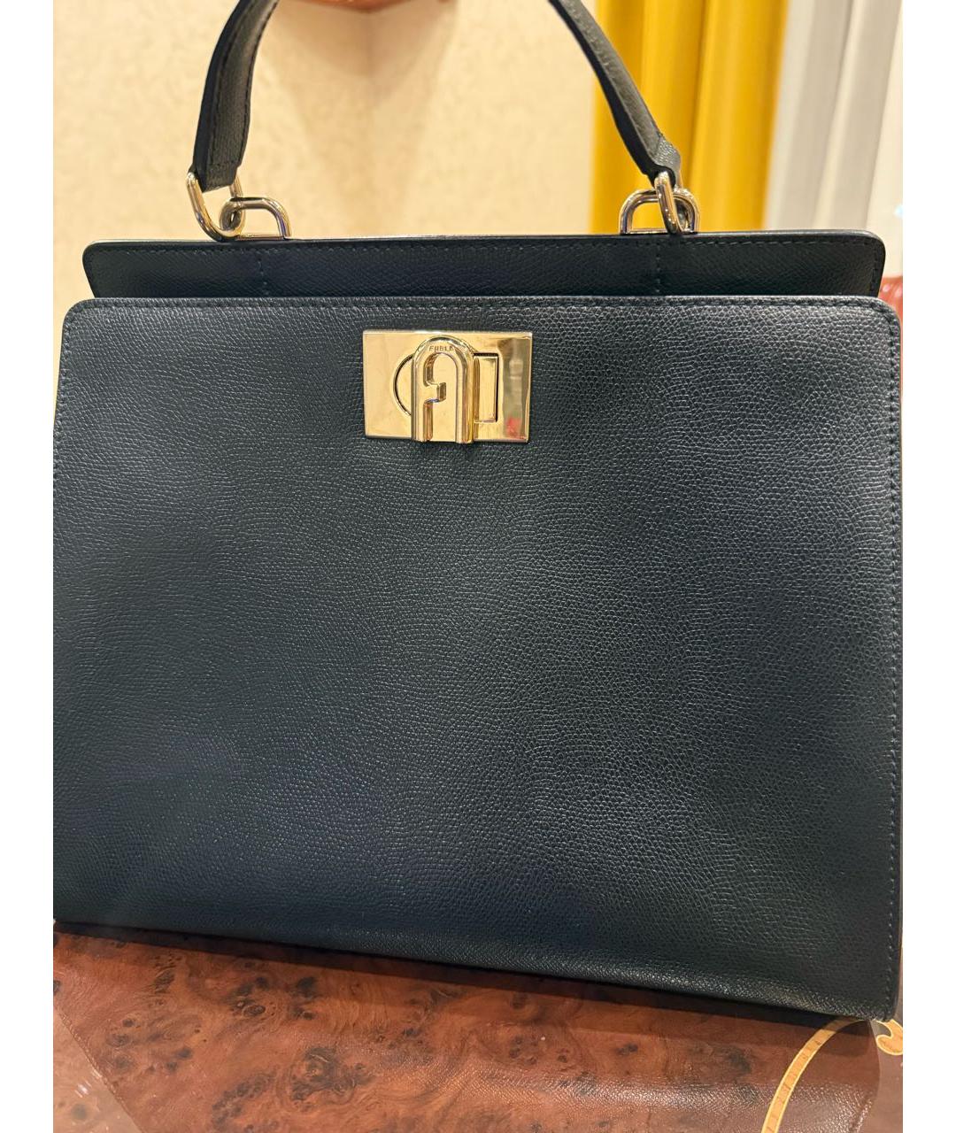 FURLA Черная кожаная сумка с короткими ручками, фото 4