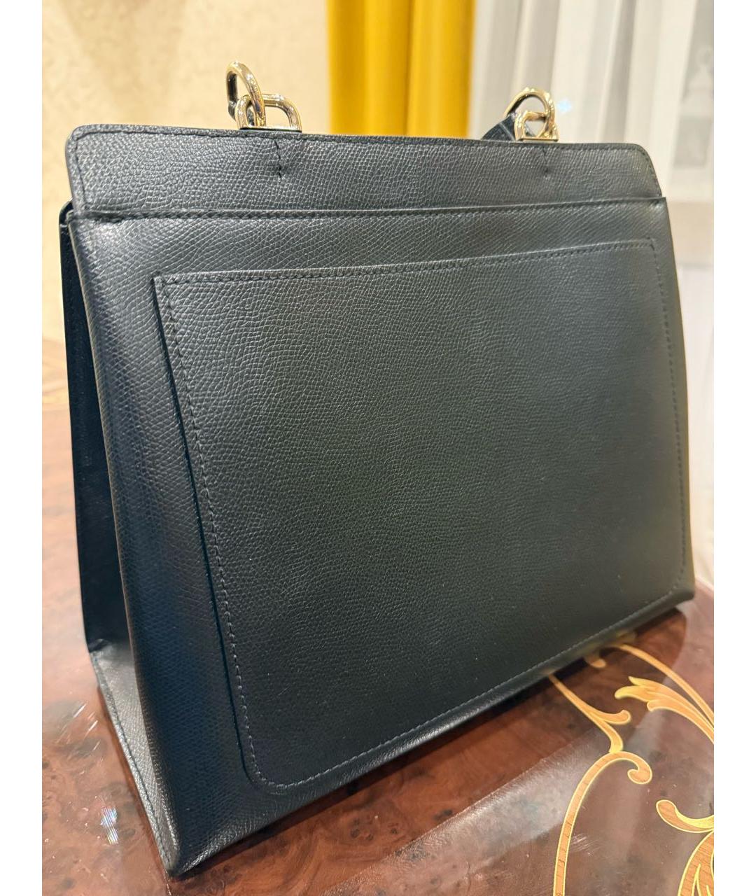 FURLA Черная кожаная сумка с короткими ручками, фото 2