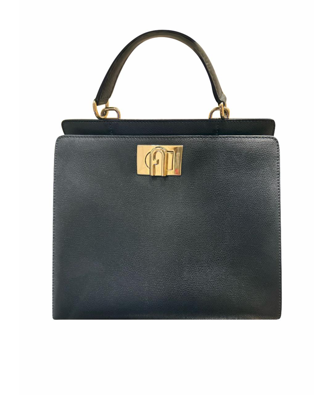 FURLA Черная кожаная сумка с короткими ручками, фото 1