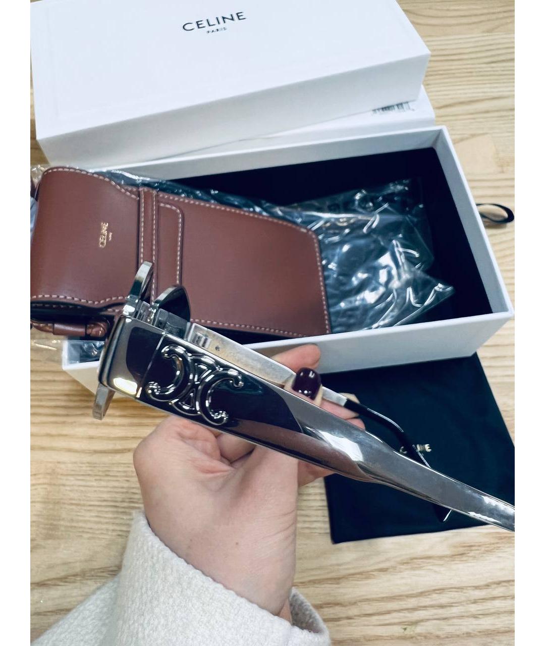 CELINE Серебряные металлические солнцезащитные очки, фото 2