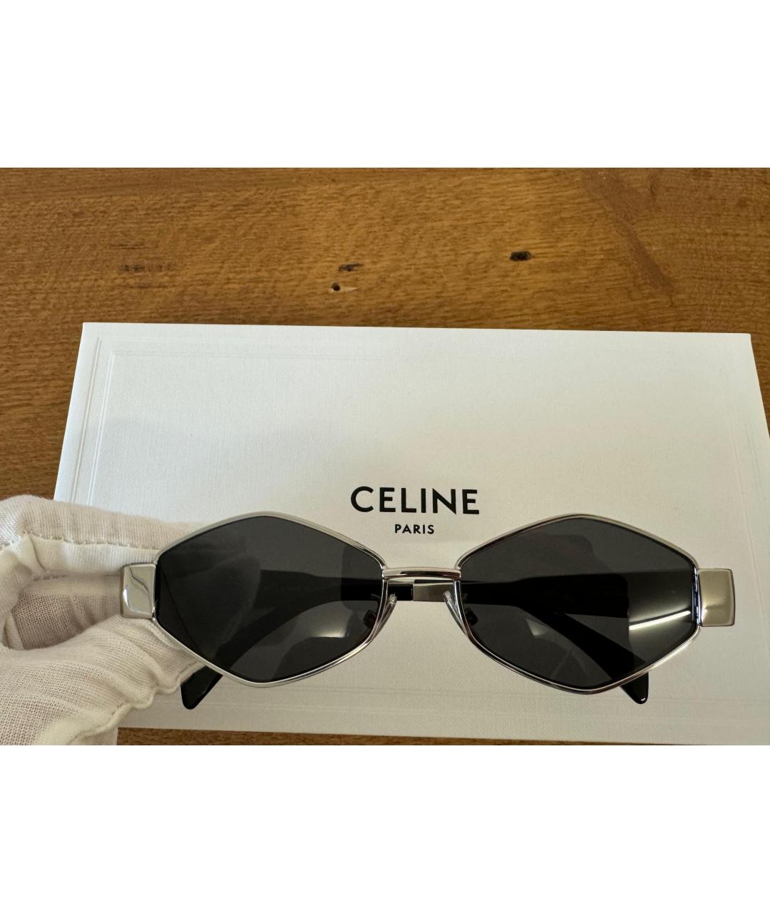 CELINE Серебряные металлические солнцезащитные очки, фото 5