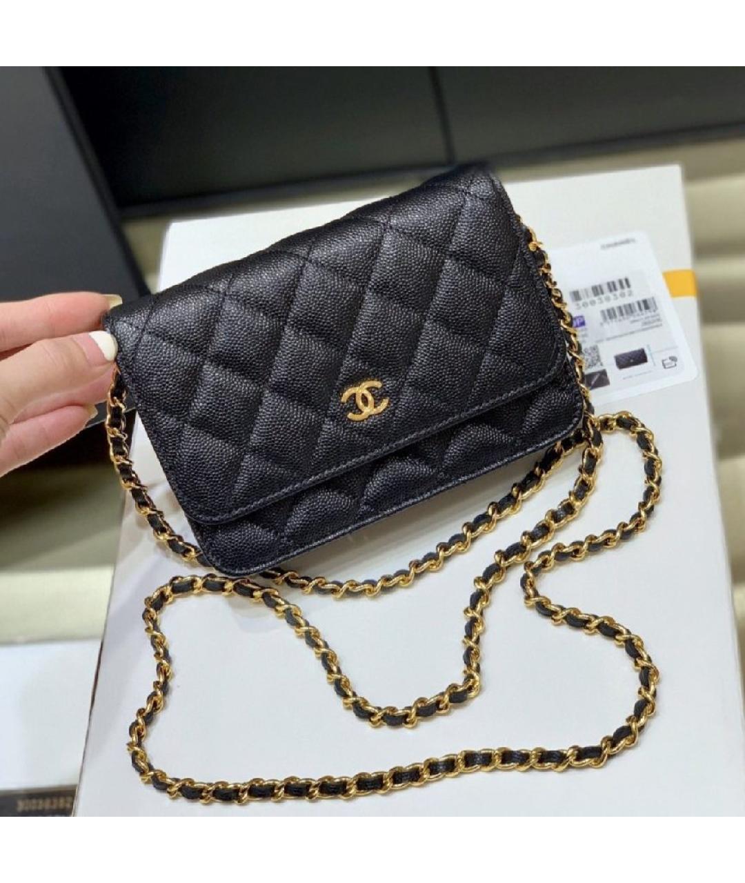 CHANEL Черная кожаная сумка через плечо, фото 6