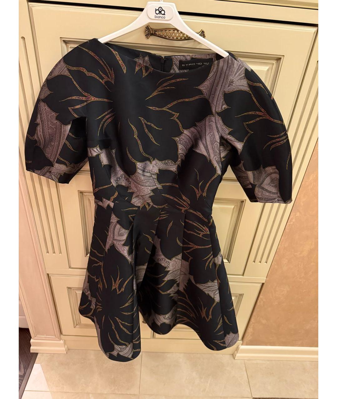 ETRO Черное вискозное коктейльное платье, фото 2