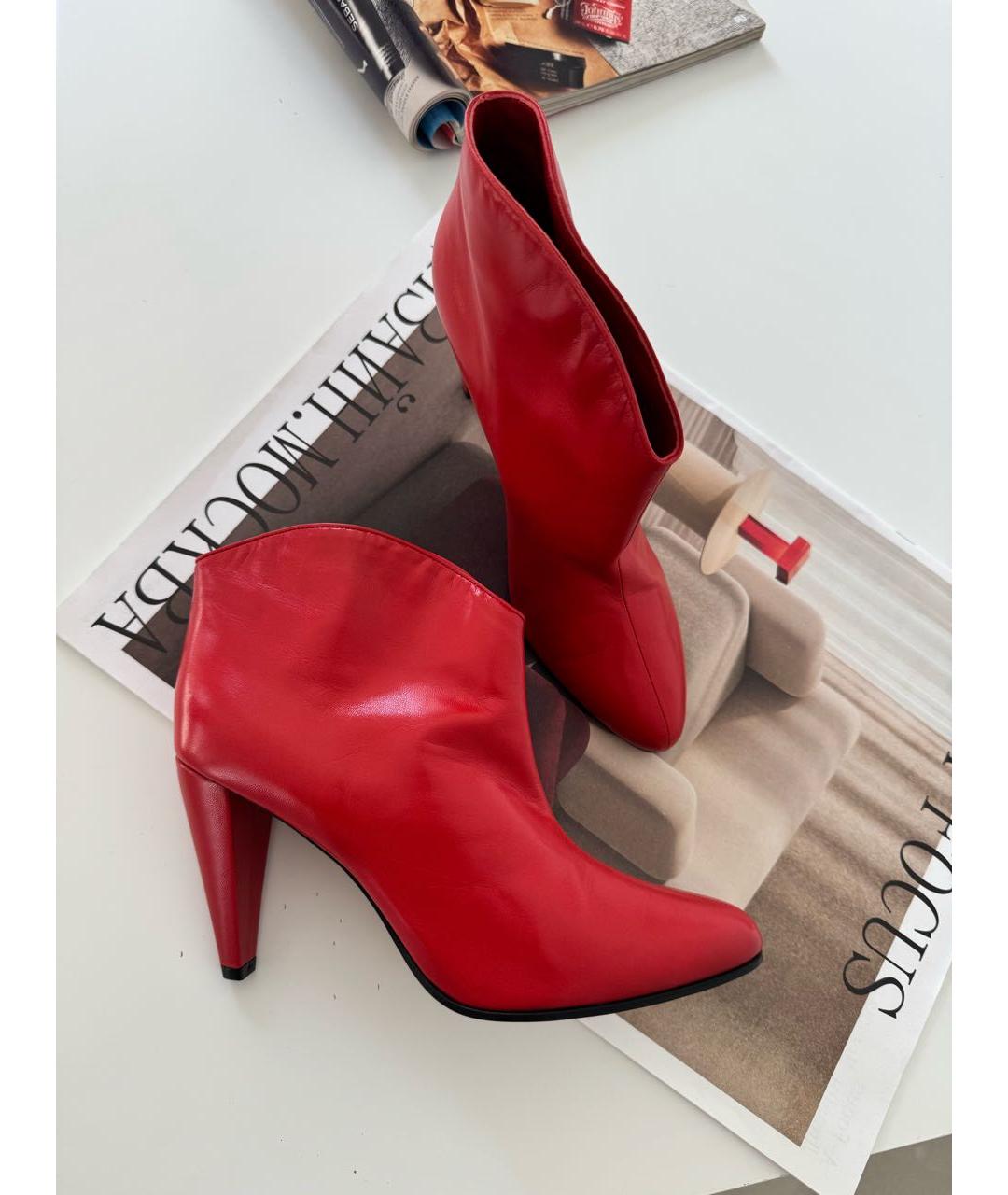 CELINE Красные кожаные ботильоны, фото 8