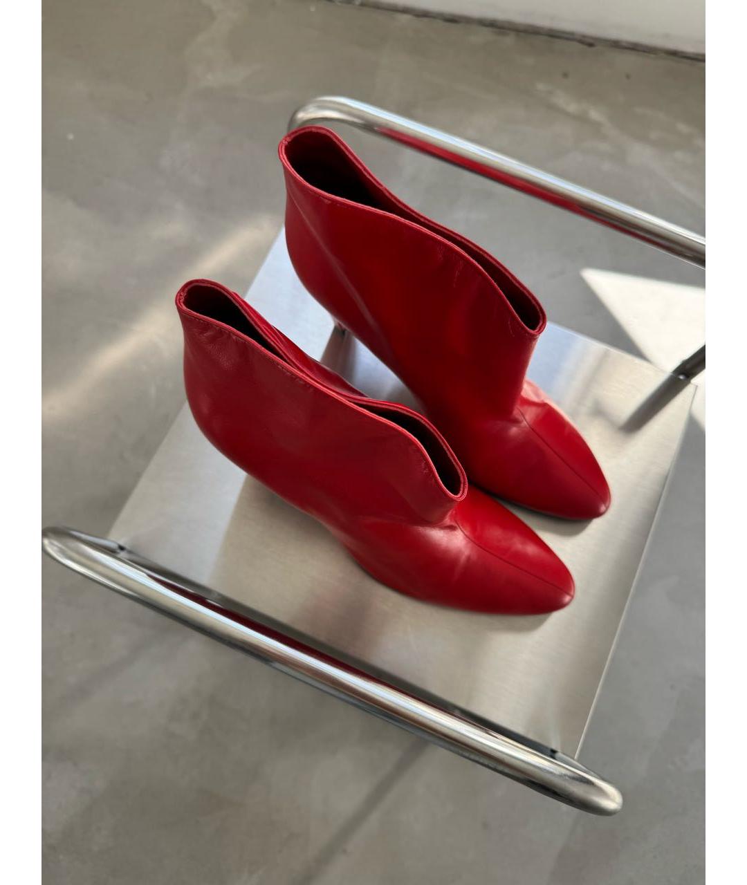 CELINE Красные кожаные ботильоны, фото 6