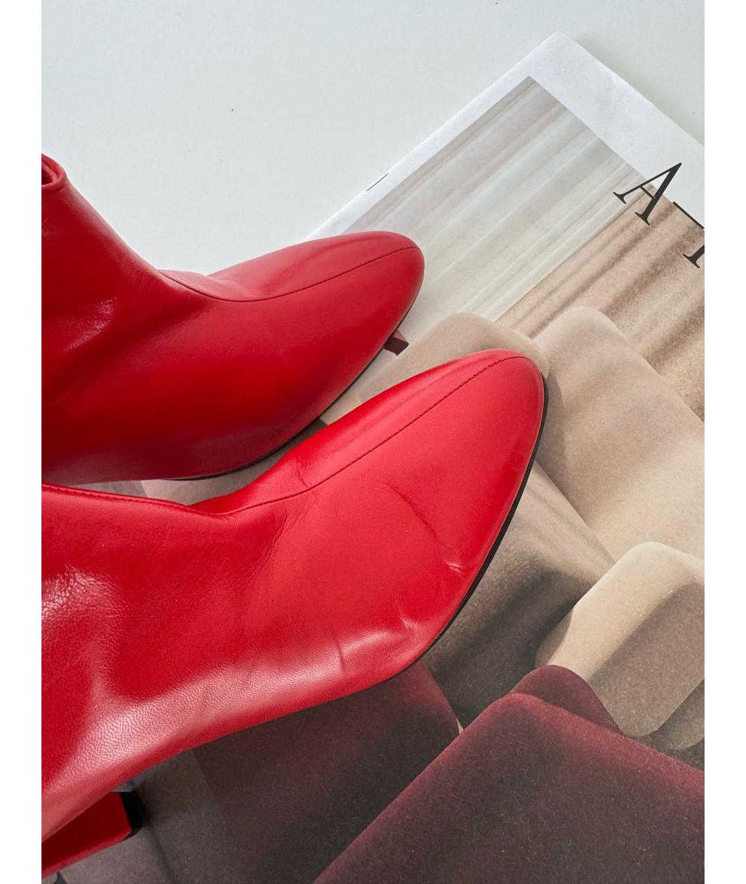 CELINE Красные кожаные ботильоны, фото 7