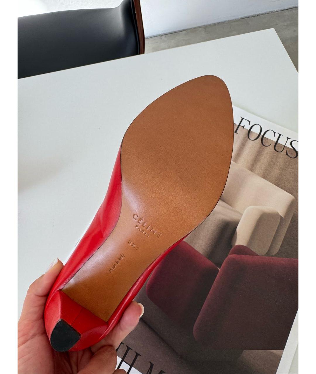 CELINE Красные кожаные ботильоны, фото 5