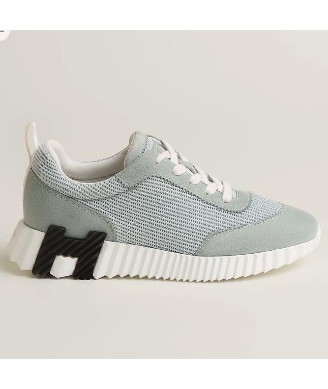 HERMES Голубые кожаные кроссовки, фото 4