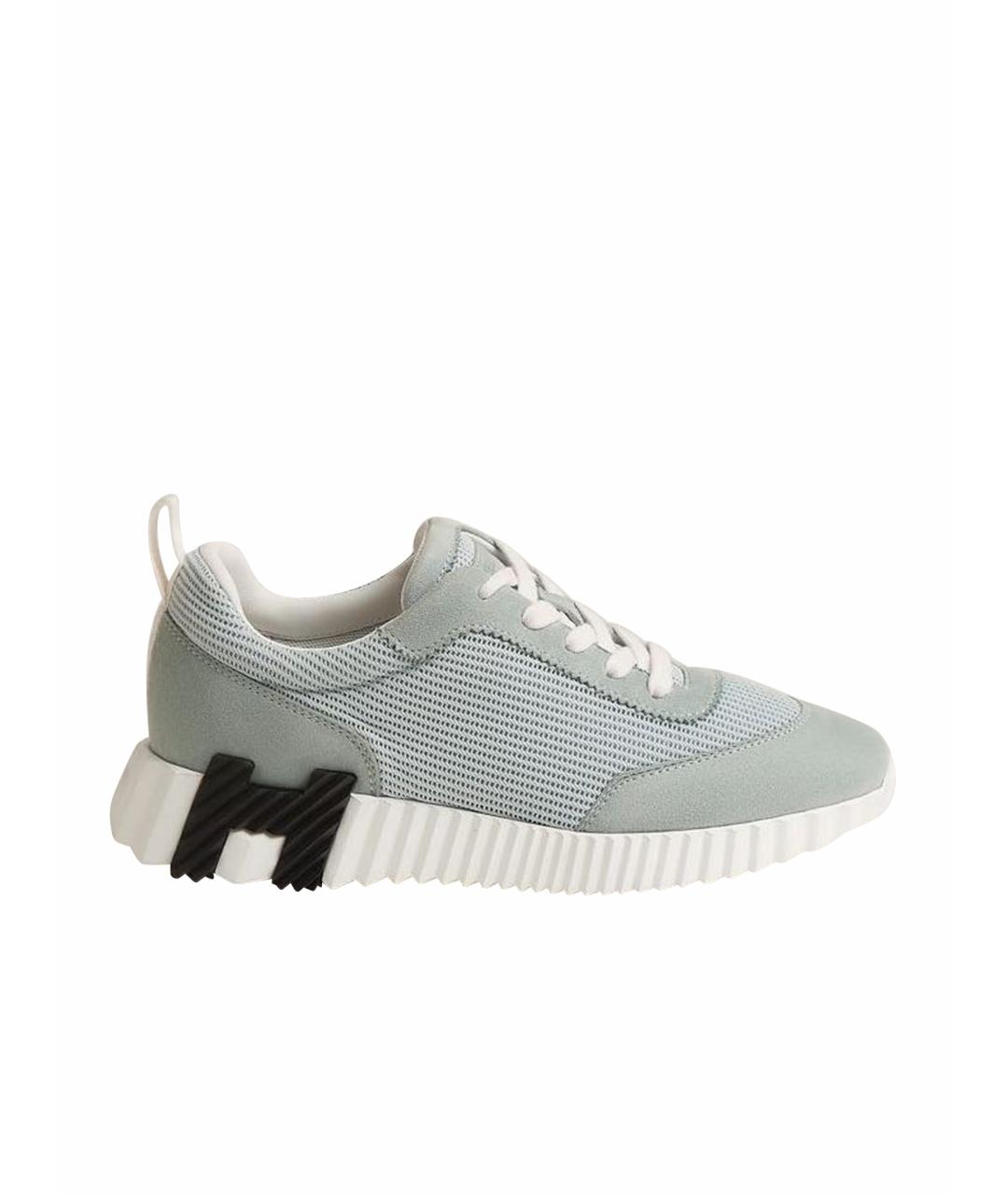 HERMES Голубые кожаные кроссовки, фото 1