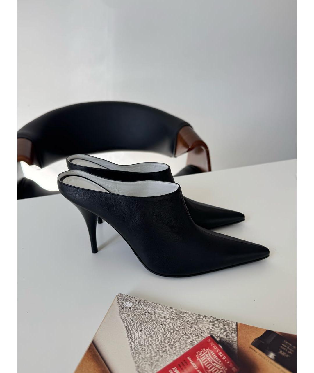 CELINE Черные кожаные сабо, фото 5