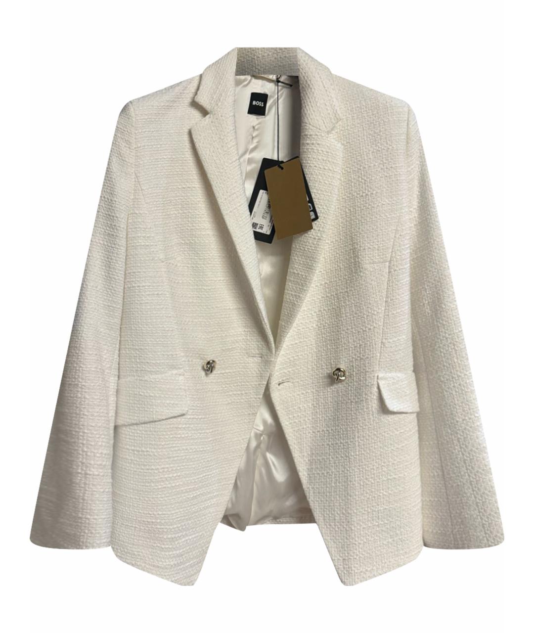 HUGO BOSS Белый твидовый жакет/пиджак, фото 1