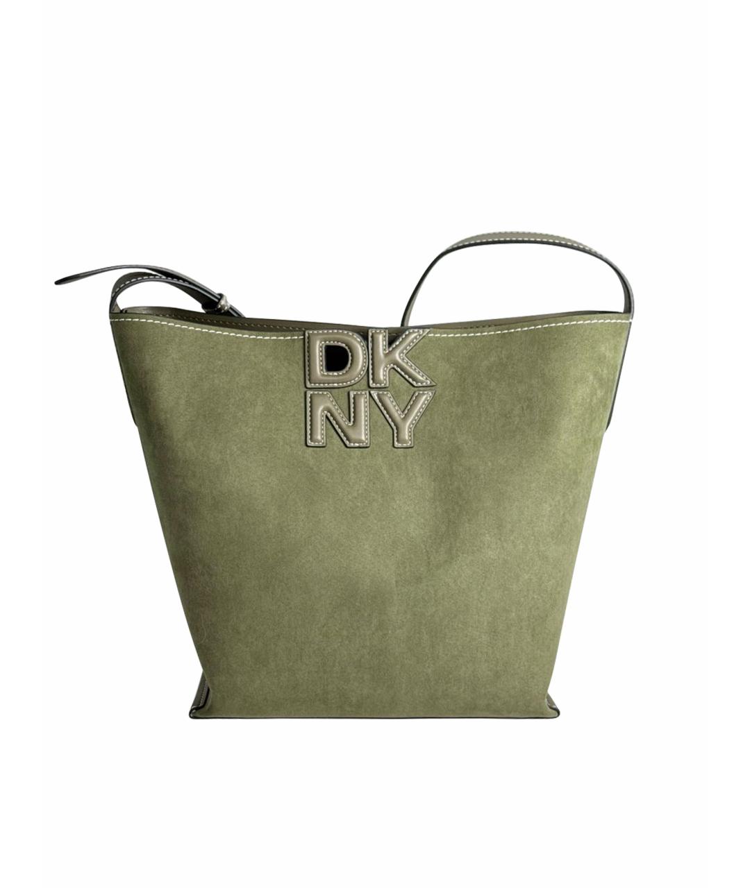 DKNY Хаки бархатная сумка тоут, фото 1