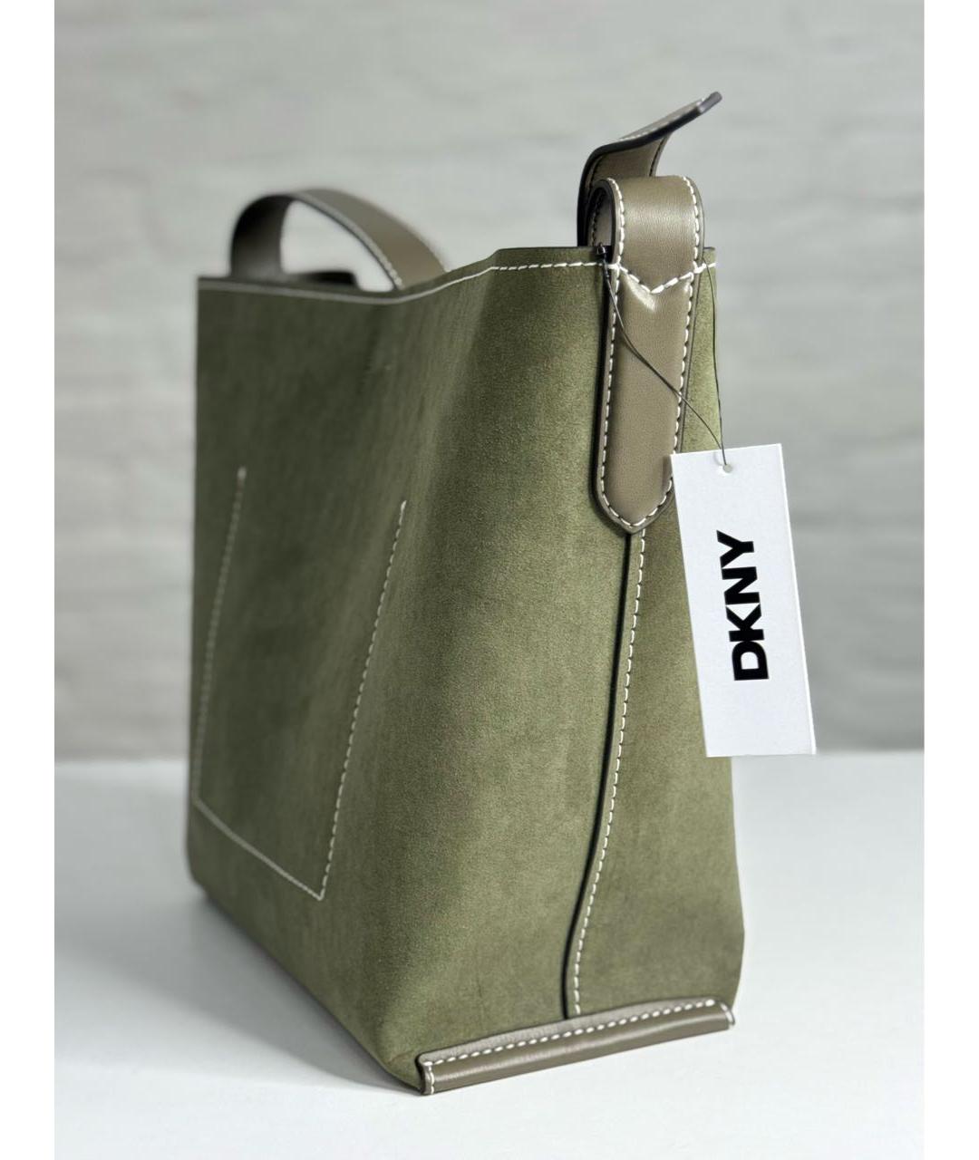 DKNY Хаки бархатная сумка тоут, фото 4