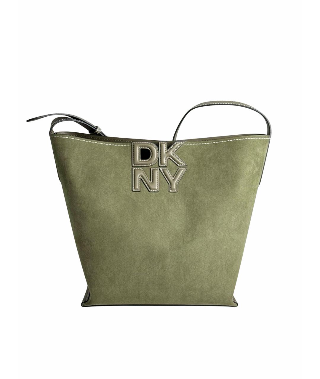 DKNY Хаки бархатная сумка тоут, фото 9