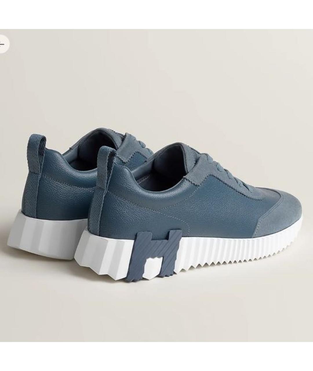 HERMES Темно-синие кожаные кроссовки, фото 3