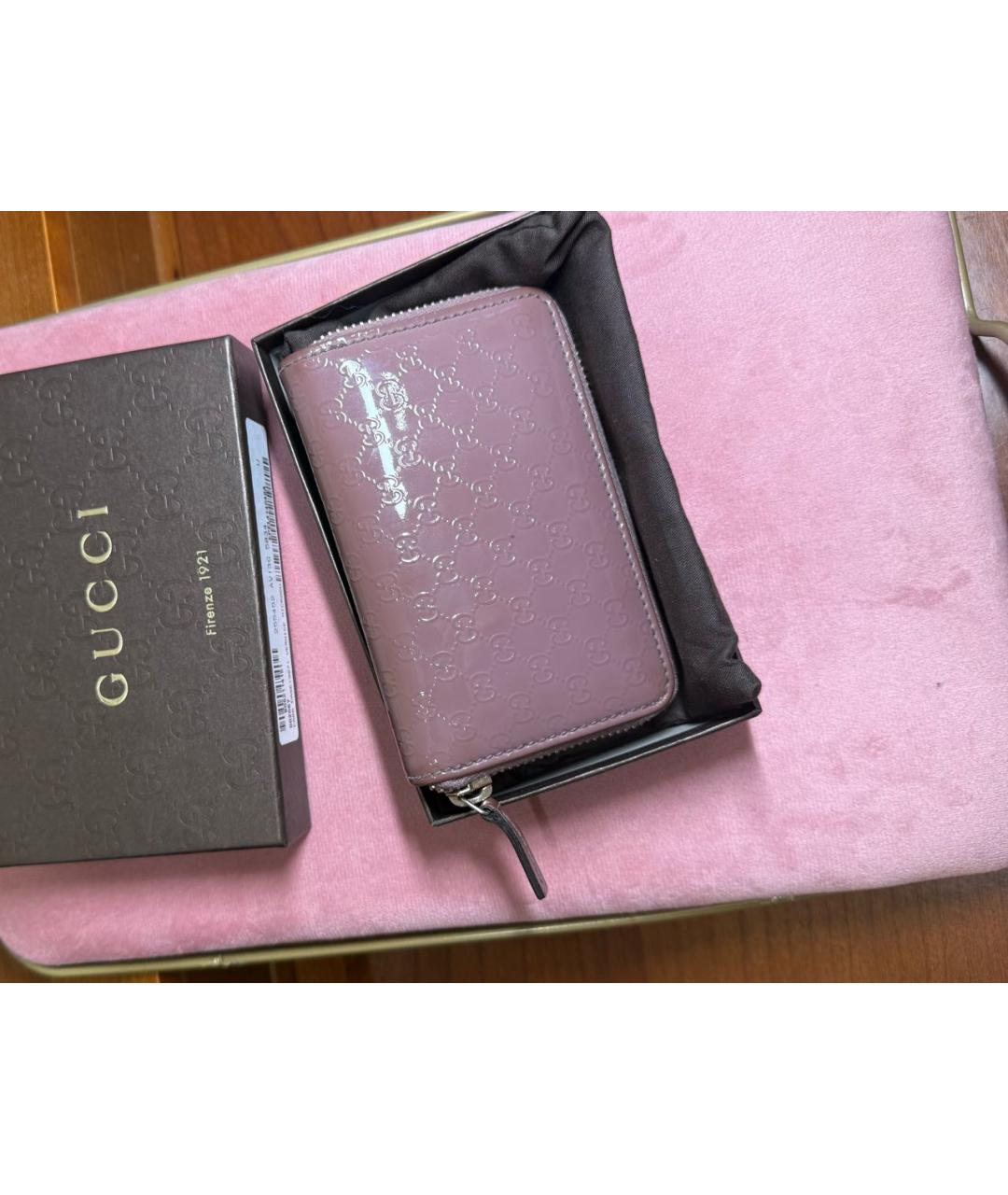 GUCCI Розовый кошелек из лакированной кожи, фото 9